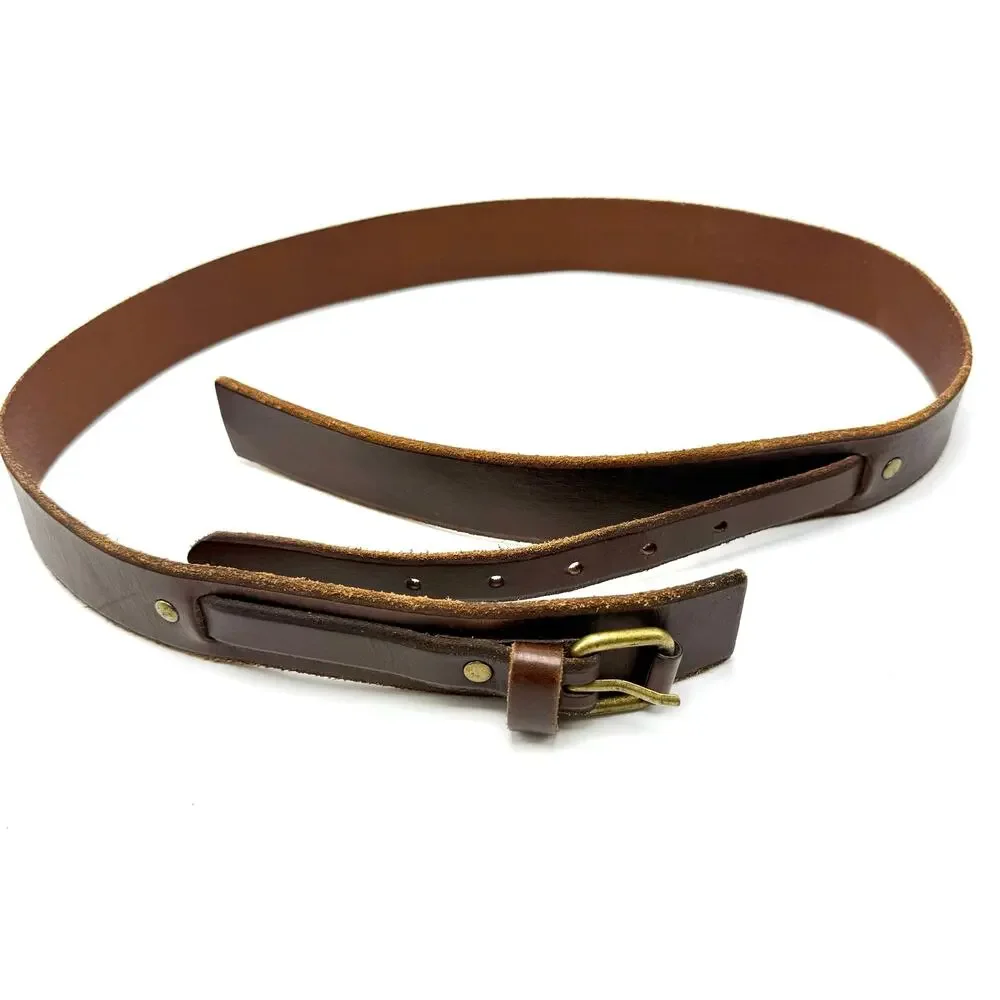 LOFT Western Ranger Belt Women’s M 34-38 Brown Leather Brass Buckle Boho Cowgirl
